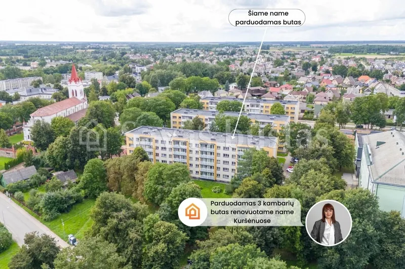 Parduodamas 3 kambarių butas Šiaulių rajone, Kuršėnų m.