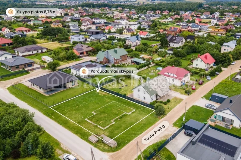 Parduodamas 8,75 a sklypas su parengtu vieno aukšto namo projektu Klaipėdoje, Tauralaukyje