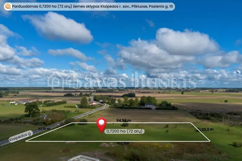 Parduodamas 72 a sklypas Klaipėdos rajone, Pasienio g.10