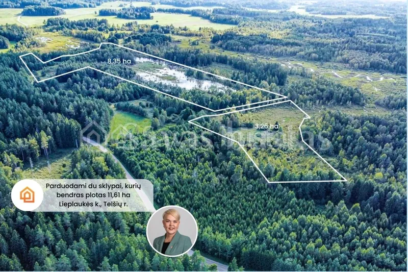 Parduodami du 11,61 ha bendro ploto sklypai gamtos apsuptyje, Lieplaukės k., Telšių r.