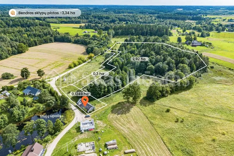 Parduodami 3,34 ha bendro ploto sklypai su vandens malūnu Kuodžių k., Telšių r.