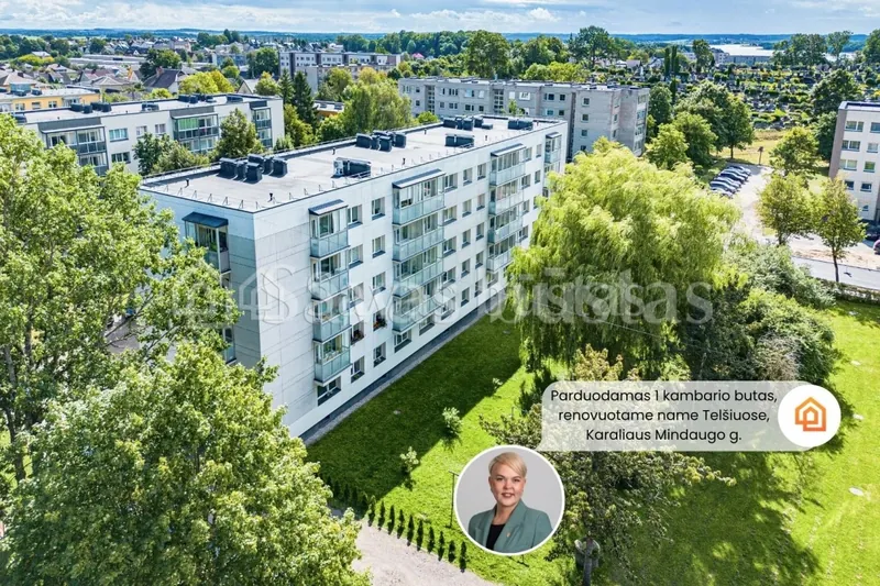 Parduodamas tvarkingas 1 kambario butas renovuotame name Telšiuose, Karaliaus Mindaugo g. 37