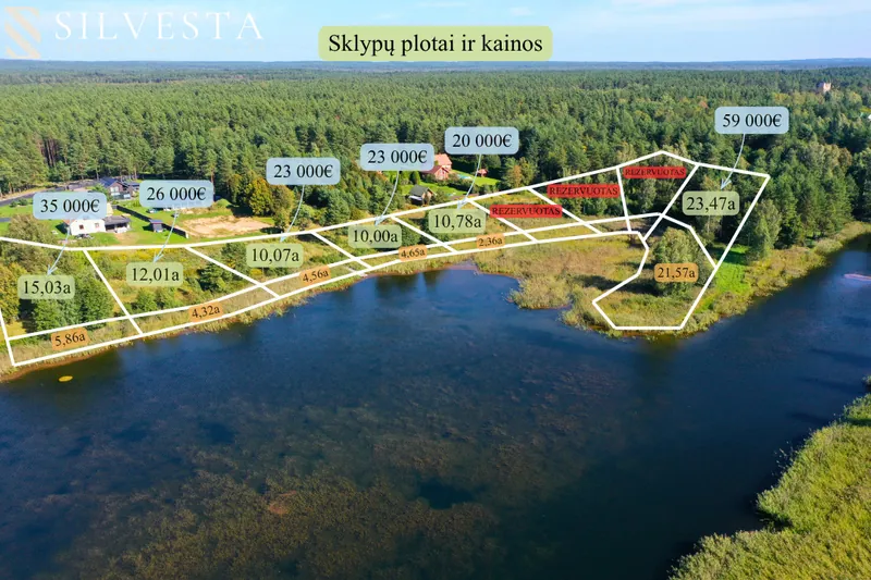 Parduodami sklypai Žvejų g., Kalveliai, su tvenkinio pakrante