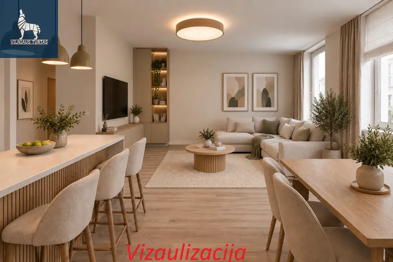 Parduodamas erdvus 3 kambarių 74,49 m² butas su terasa projekte „Leičių kiemas“